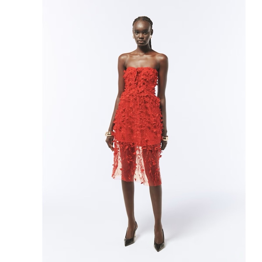 NWT Sour Figs Elegant Red Strapless Dress size 4